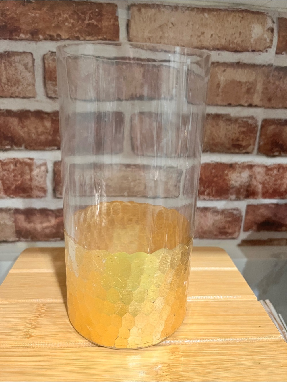 Glass Vase with Honeycomb Gold Accent